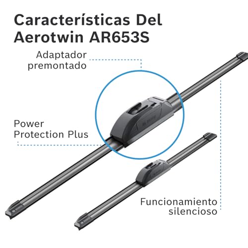Miniatura 6 de Bosch Aerotwin AR653S - Limpiaparabrisas, Negro (2 unidades, 650 mm y 400 mm)
