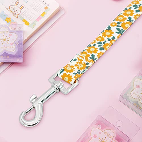 Image of Cute Dog Leash with Soft&Comfy Cotton Handle，Girl Pet Gift for Small Medium Large Dogs Cats Daily Walking（Yellow Flowers，L）