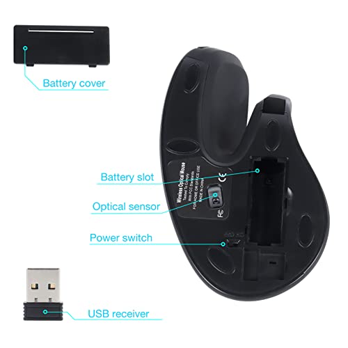 Image of Ergonomic Mouse, 2.4G Wireless Vertical Optical Mouse, Ergo Mouse High Precision Optical Mice with Adjustable 800 /1200 /1600 for Laptop, Desktop, PC, MacBook(Wireless Black)