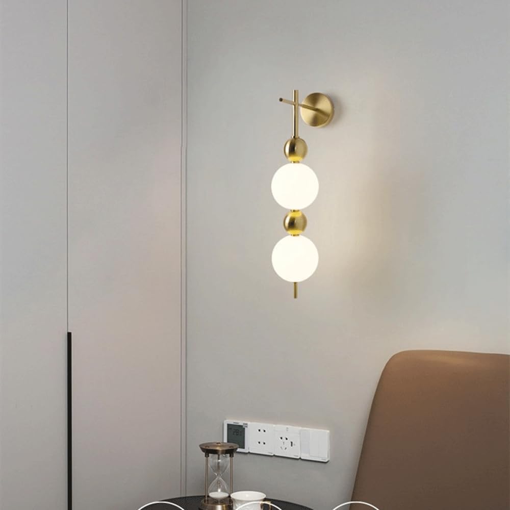 HYJAUSXB Wall Lamps Sconces Dimmable LED Sconce Gold 72CM Long Light Bar Globe Mounted Lamp Farmhouse Linear Lighting(2 Balls)