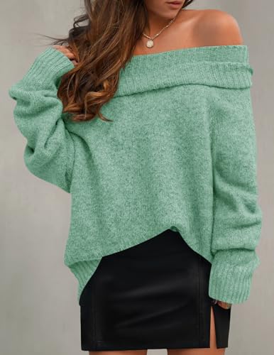 ZESICA Women's Off The Shoulder Fall Sweaters Oversized Long Sleeve Pullover Tops 2025 Fashion Outfit Clothes2