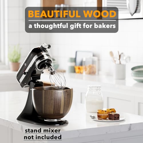 SpaceAid Wooden Bowl for Mixer - Kitchen Space Aid Acacia Wood Mixing Bowls Holder for Stand Mixer, Compatible with 4.5 & 5 QT Tilt-Head Models Kitchen, Light Wood by SpaceAid - Image 4