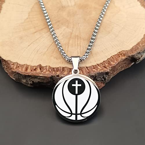 Vimiew Athletes Necklace Crafted In Stainless Steel Pendant For Men Women Football Soccer Basketball Volleyball. Football Cross Necklace For Boys Bible Verse Sport Pendant For Men (Sl-Basketball) #TOP1