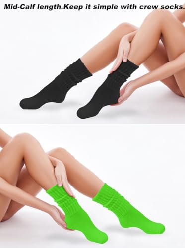 Image of Slouch Socks Women Thigh High Socks Soft Scrunch Crew Socks Casual Socks Size 6-11