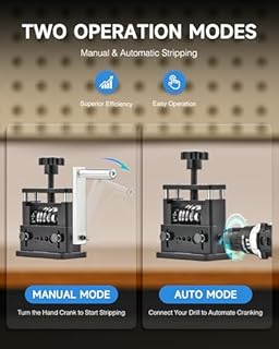 CREWORKS Manual Wire Stripping Machine, Drill Powered Wire Stripper Machine with 6 Channels 5 Blades, Portable Cable Stripper Tool with Hand Crank for 3.4 5 7 10 12 17 mm Scrap Copper Cables Recycling
