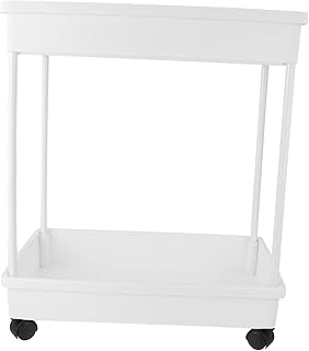 FONDOTIN Carrito de Almacenamiento Ruedas Bloqueables Estantería Móvil de Plástico Resistente para Baño y Organizador Rodante Multiusos Color Blanco