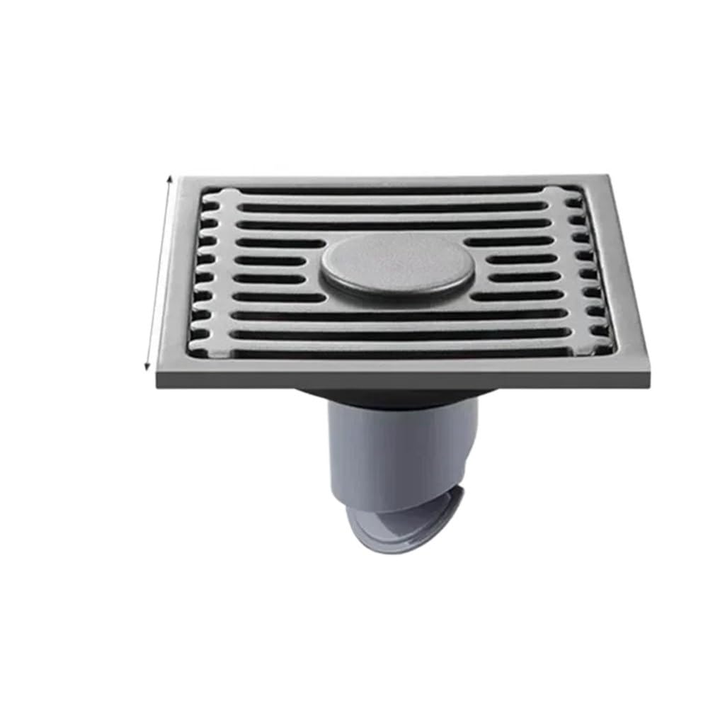Sunrrafck Gun Grey-Double 1Pc Shower Floor Drain Stainless Steel Square Strainer Dectable Anti-Odor Drainer With Filter Core Bathroom Hardware(Gun Grey-Double)