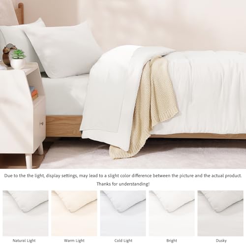 Image of Twin XL Comforter Set- 5 Pieces Prewashed Bed in a Bag Twin Bedding Sets | Soft All Season Comforter with Sheets, Pillow Sham & Pillowcase, White