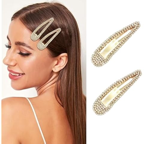 2Pcs Rhinestone Snap Hair Clips for Women Cover