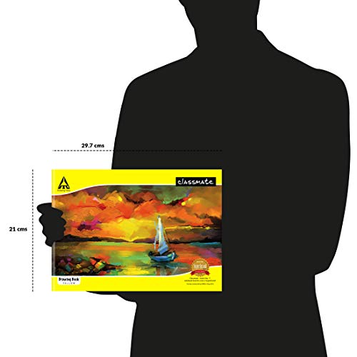 Image of Classmate Long Notebook - 140 Pages, Single Line, 297mm x 210mm (Pack of 12) Drawing Book - Unruled, 40 Pages, 210 mm x 297 mm - Pack Of 4