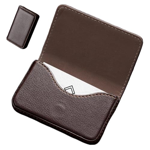 Porta-cartões de visita de couro premium, carteira de cartão de visita de 10 x 6 cm comporta 20 cart