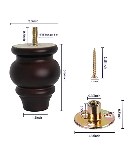Shanjue Sofa Legs-Furniture Legs 3.5 Inch,Round Couch Legs- Wood Furniture Feet,Sofa Replacement Parts,Wooden Chair Legs,For Furniture Or Diy Projects #TOP3
