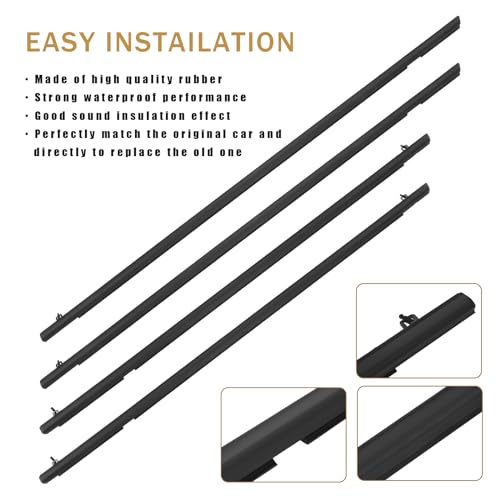 Ricmjend 4Pcs Weatherstrip Window Moulding Trim Seal Belt Compatible with Honda Civic 2006-2011 Car Outer Door Seal Belt Replaces# 72450-SNA-A01 72410-SNA-A01 72950-SNA-A01 72910-SNA-A01