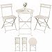 SONGMICS Balkonmöbel, Gartenmöbel-Set, 3-teilig, klappbar, 1 Tisch mit 2 Stühlen, Terassenmöbel Stahl, wetterfest, für Outdoor, Balkon, Terrasse, cappuccinobeige GGF036LZ01