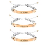 3 Pieces Customized Name ID Bracelets for Women Girls Best Friend, White Turquoise Stone Bracelets f