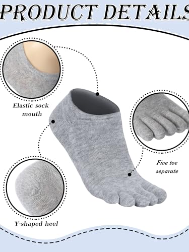 Image of Bencailor Women Toe Socks Cotton No Show Sock | 6 /12 Pairs Low-cut Socks with Toes Separated, Soft Breathable Cotton, Ankle Five-finger Sock for Running Athletic Daily Wear
