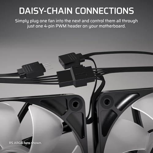CORSAIR RS120 120mm PWM Fan – Daisy-Chain Connection – Low-Noise – Magnetic Dome Bearing – Single Pack – Black - 2