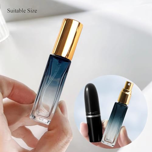 Qeuly 10ml Travel Refillable Bottle, Mini Empty Spray Bottles, Glass Atomizer for Perfume, Travel Size, Portable Sample Dispenser (Gradient Blue)4