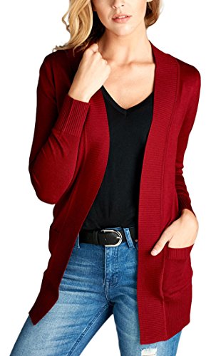 Image of ToBeInStyle Women's Long Sleeve Rib Banded Open Sweater Cardigan