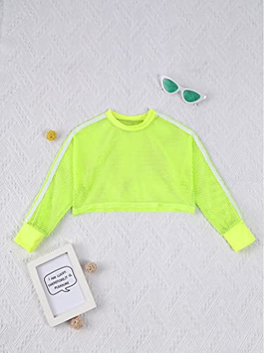 Inhzoy Kids Girls Cool Hip Hop Dance Outfits 3Pcs Workout Short Net Blouse With Tank Top And Boyshorts Set Fluorescent Green 8 Years #TOP5