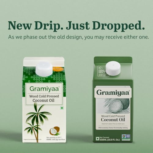 Image of Gramiyaa Cold Pressed Coconut Oil 500 ML | Traditionally Extracted | Chemical-free, Zero Trans-fat Cooking oil | Unrefined oil | Kachi Ghani Coconut oil for Cooking