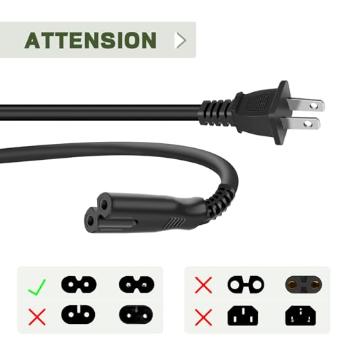Image of Power Cord Works with Microsoft Xbox Series S /X, Xbox One S /X, Sony PS5 / PS4 / PS4 Slim / PS3 Slim, PlayStation 5 /4 /3 Slim, Game Console AC Power Cable Replacement-UL