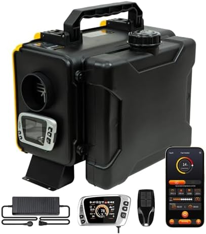 HTB1 8KW Diesel Air Heater, 6L Toolbox Compact Diesel Heater 12V/110V Fast Heating with App Control, 5500M Adaptive Plateau, Internal Circulation Heating and no tick for RV Trailer Camper Van