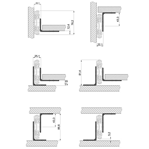 Junker 1 Paar Montagewinkel KW1-250-H76-L711 Länge 711 mm (28") für Boden- u. Plattformmontage der Schwerlast Vollauszüge KV1-250-H76-Lxxx-NF und KV1-250-H76-Lxxx-LC