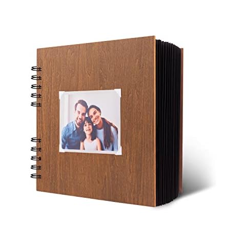 Creawoo Álbum de Fotos de Álbum de Recortes Cuadrado de Madera Cover