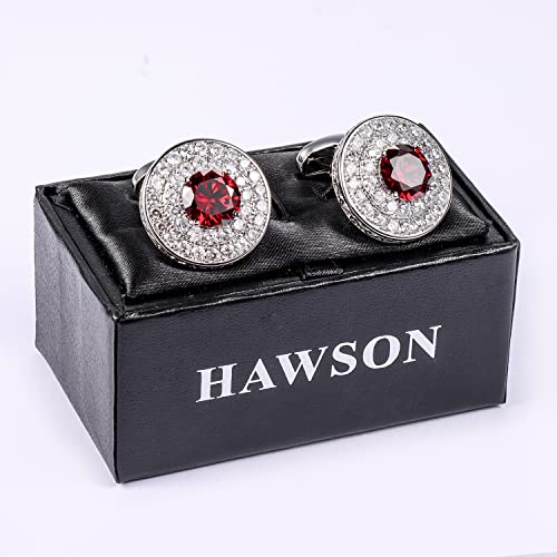 Image of HAWSON Cufflinks for Men, Gold Diamond Crystal Cufflinks for Groom Husband Personalized Gifts, Mens Formal Wedding Business Cufflinks, Luxurious Gorgeous Cuff Links French Shirt Accessories
