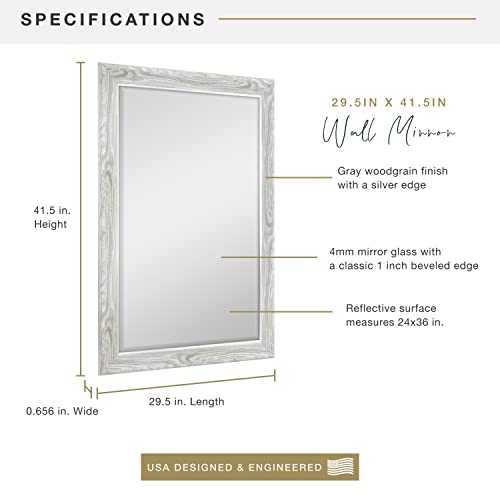 Mcs 24X36 Inch Curvature, 29.5X41.5 Overall Size, Gray Woodgrain Mirror #TOP2