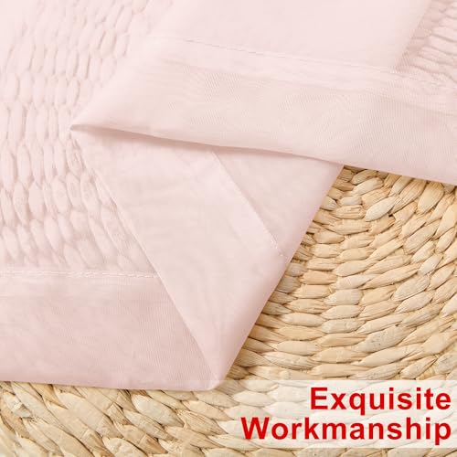 Hiasan Wedding Sheer Curtains 96 Inches Long, Rod Pocket Extra Long Lightweight and Light Filtering Voile Drapes Window Curtains for Bedroom, Living Room, W52 x L96, Blush Pink, 2 Panels by Hiasan - Used condition - Image 6