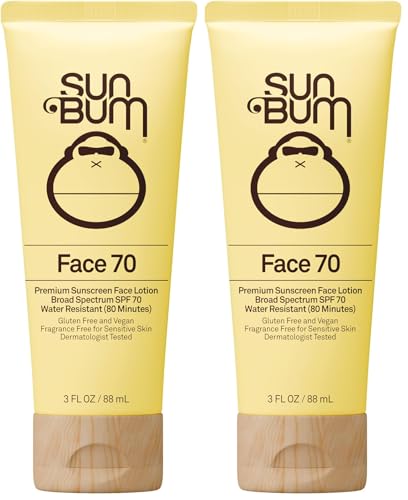 Image of Sun Bum Original SPF 70 Sunscreen Face Lotion - Broad Spectrum Moisturizing Facial Sunscreen with Vitamin E - Fragrance Free - Travel Size - 3 oz,(Pack of 2)