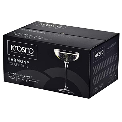 Foto von Krosno Sektschalen Sektgläser Champagner-Gläser | Set von 6 | 240 ML | Harmony Kollektion | Perfekt für Zuhause, Restaurants und Partys | Prosecco Glas | Spülmaschinenfest | Bleifreies Kristallglas