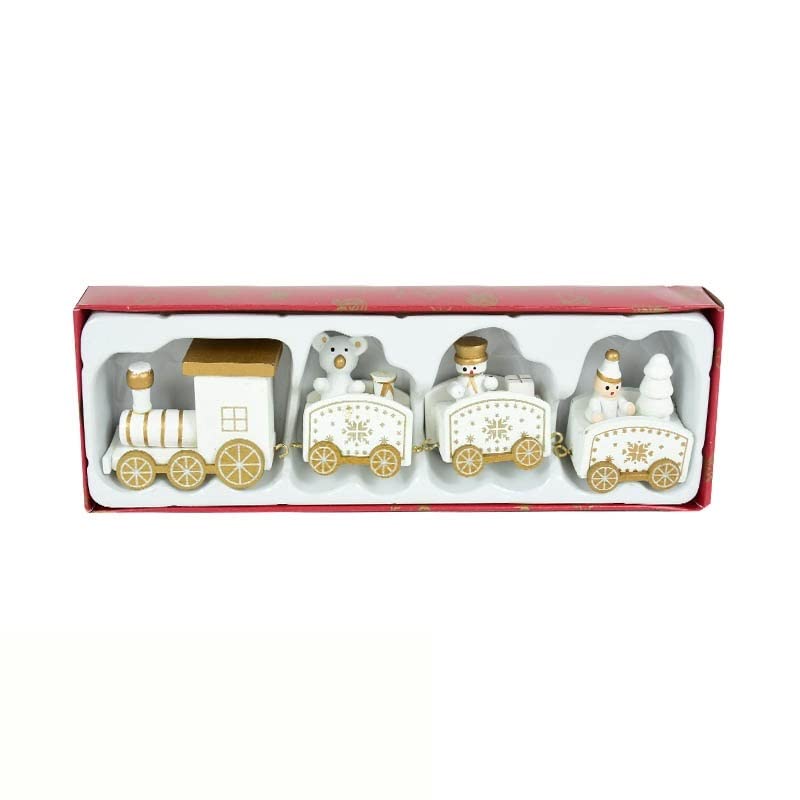 Adornos navideños Adorno de Tren de Madera de Navidad Tren Pintado Lindo con Papá Noel Muñeco de Nieve Decoración de Fiesta de Año Nuevo Regalo (Color : B03)