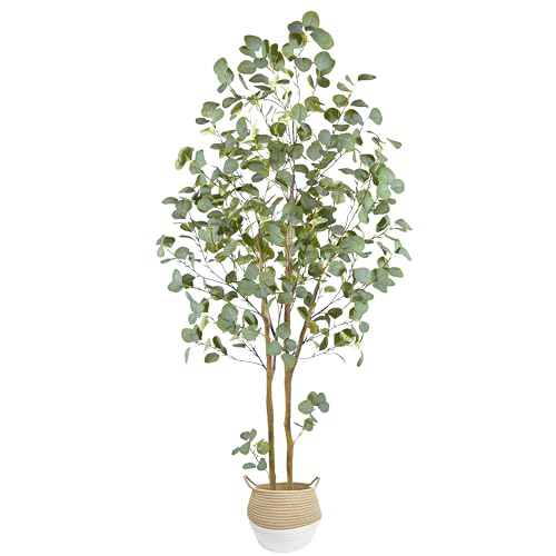 Warmplants Artificial Eucalyptus Tree, 6ft Tall Faux Eucalyptus Plant with Basket for Home Office...