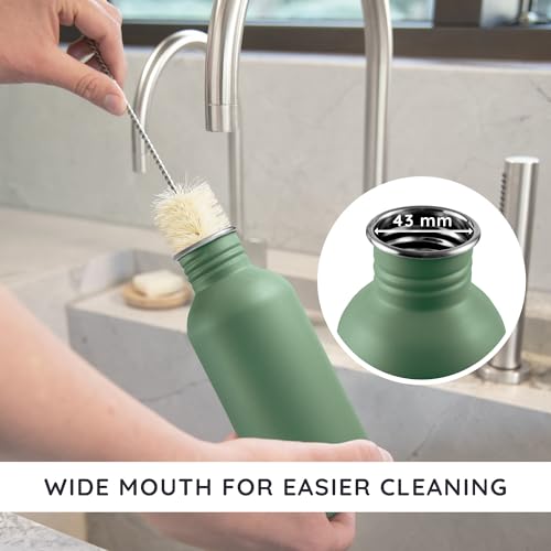 Image of Bambaw 24 oz Stainless Steel Water Bottle, Green, Dishwasher Safe, Non Insulated, No Straw Sage Green
