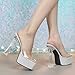 fepfndb 5.9 Inch Heels Stiletto Comfortable Sandals for Women Platform Summer Fashion High Heels Everyday Casual Work Women's Sandals Cute Sandals for Women,Silver,9