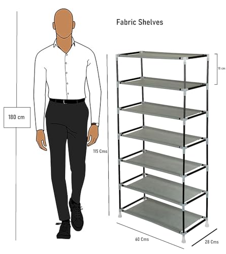 Image of Homdox Portable Collapsible Wardrobe for Clothes Storage a€ inch Foldable Cloth Organizer Cupboard with Shelves for Bedroom & Home (Durable, Space Saving Design) (Pink, 6 Tier)