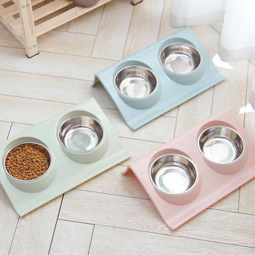 Comedouro e Bebedouro Inox Pote Ração Duplo Cães Gatos Pet (Salmão)
