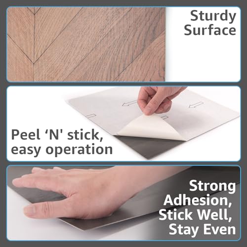 image for Art3d 30-Pack Herringbone Peel and Stick Vinyl Floor Tiles, 12