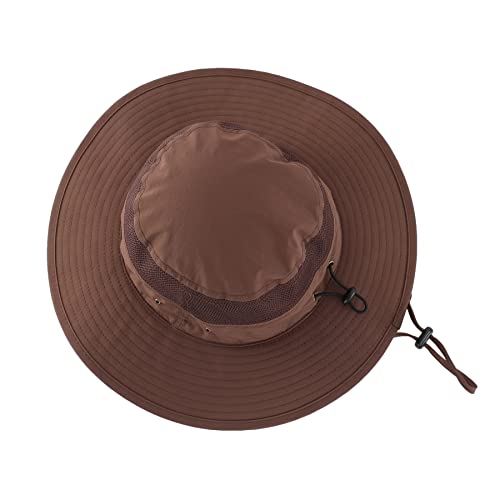 Home Prefer Men's Sun Hat Upf 50+ Wide Brim Bucket Hat Windproof Fishing Hats (Coffee) #TOP17