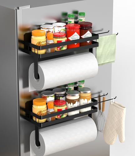 ZUNTO 2pcs Magnetic Paper Towel Holder for Fridge, Black Kitchen