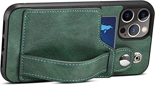 Étui portefeuille iPhone 11 avec béquille et dragonne pratique en simili cuir vert