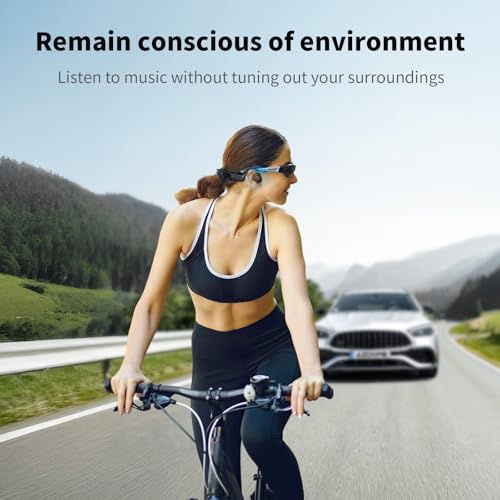 Image of Haowolf Bone Conduction Headphones, Bluetooth 5.4 with Mic Open Ear IPX8 Waterproof Headsets, Swimming Headphones 10H Playtime Wireless Earbuds for Sports, Running, Cycling