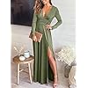 ANRABESS Women's Long Sleeve Sexy Deep V Neck High Waist Slit Cocktail Party Evening Maxi Semi Formal Wedding Guest Prom Dresses 2023 Elegant Graduation Dress 586-junlv-L