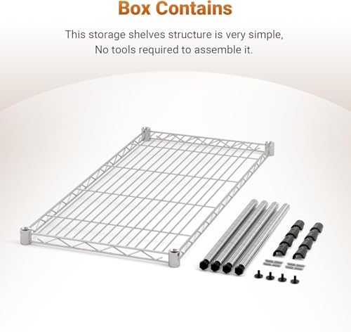 Image of Simple Deluxe 1-Tier Shelving Unit, 29.92 inch W x 13.78 inch D x 14.96 inch H Steel Organizer Wire Rack, Chrome, 2 Pack