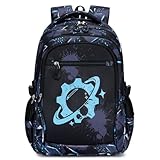 Amythe Schulrucksack für Jungen - Großer Leichter Schulranzen mit 15,6” Laptopfach - Reflektierender Tagesrucksack für Grundschule Gymnasium (3.-9. Klasse), Freizeit & Reisen -Schwarz