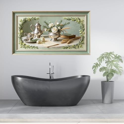 Nature morte théière argentée vintage en relief 3D amovible