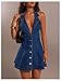 Floerns Women's Y2k Denim Halter Mini Dress Sleeveless Deep V Neck Button Down A Line Going Out Jean Dresses Blue Small